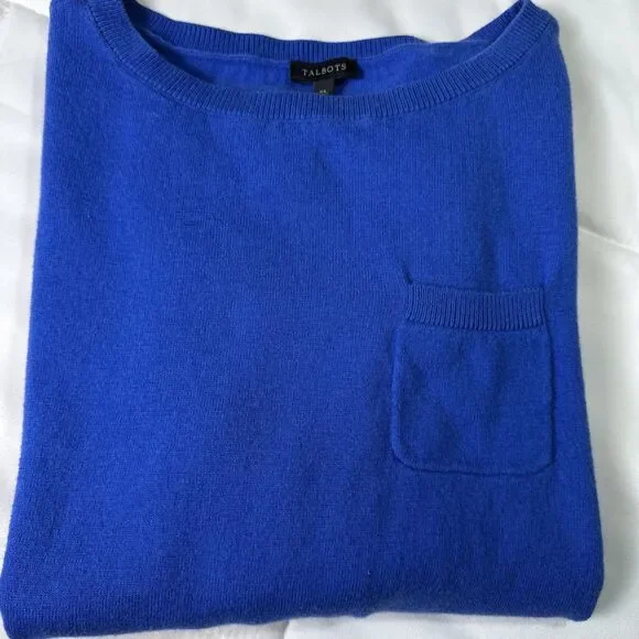 Talbots Royal Blue Round Neck Long Sleeve Lightweight Sweater w/Pocket, Size XL - Picture 10 of 10